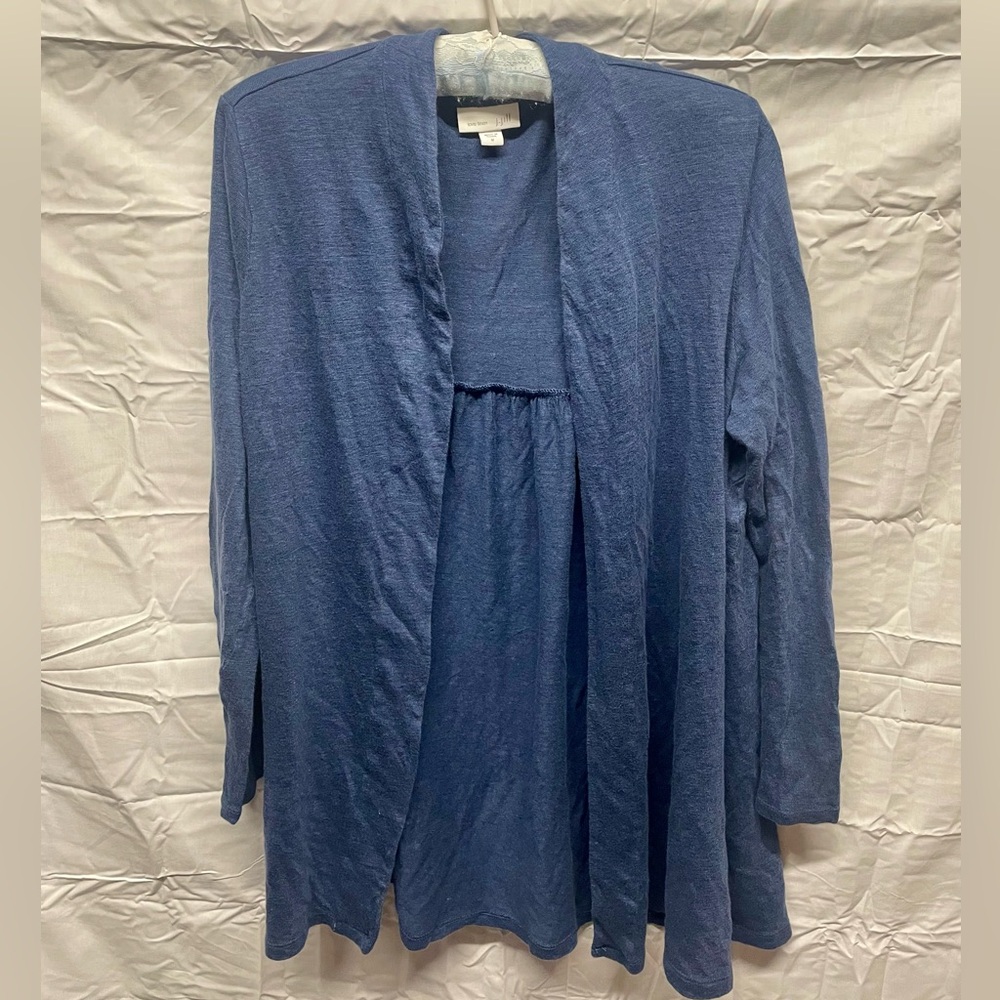J. Jill Linen Medium Navy Blue Open Front Cardigan